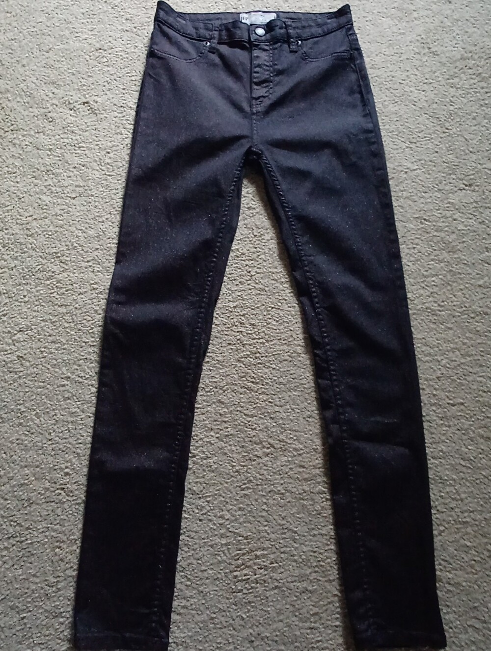 EUC Free People Black/Plum Sparkle Stretch Jeans - Women's size Waist 26